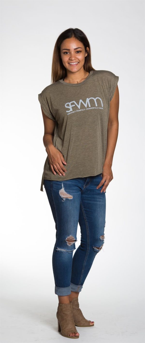 KaLex Line Women's Flowy Tee with Rolled Cuffs - Image 3